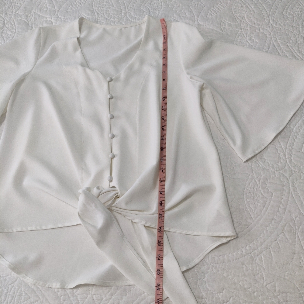 Off white tie up blouse. - Picture 3 of 6